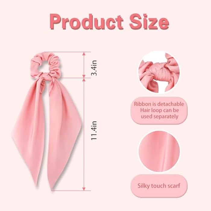 LAOTIDui 12Pcs Scrunchies for Women,Hair Bows for Girls,Satin Scrunchies,Silk Scrunchies,Hair Scrunchies for Women's Hair,Knotted Ribbon Hair Ties,Cute Hair Ties,Hair Scarf Scrunchies（mixed colours） - Image 2